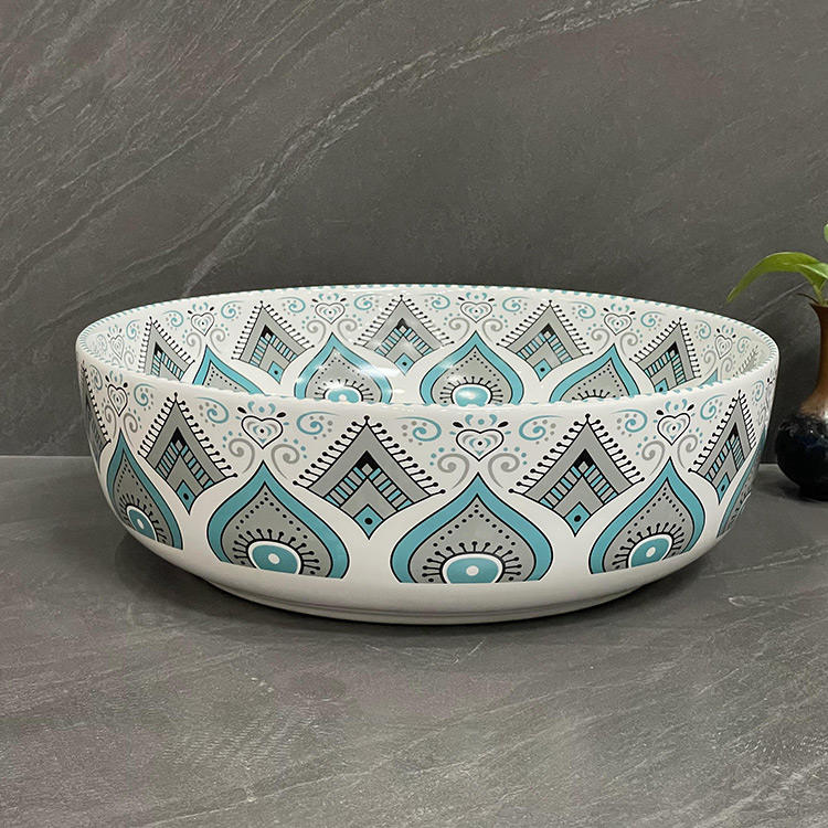 Waskom Sky – Keramiek Turquoise/Grijs Ø39 cm