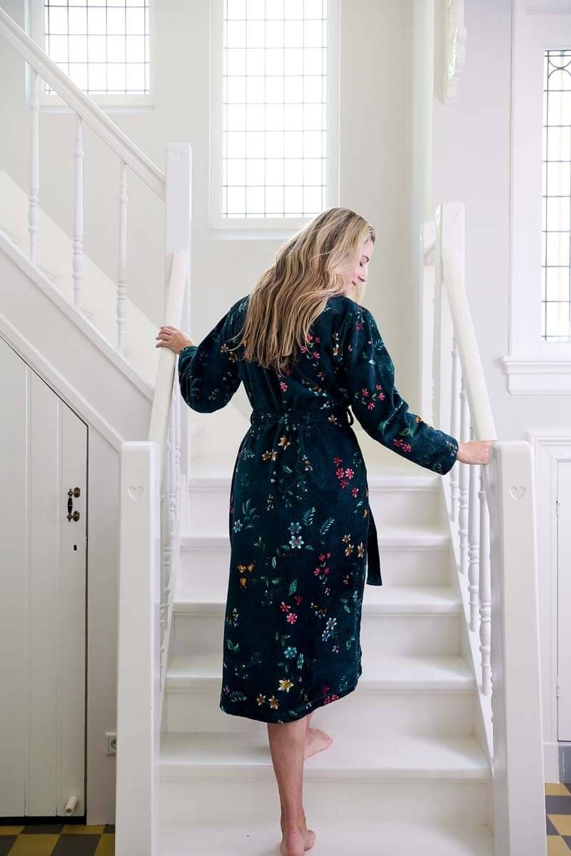 Pip Studio Les Fleurs badjas donkerblauw