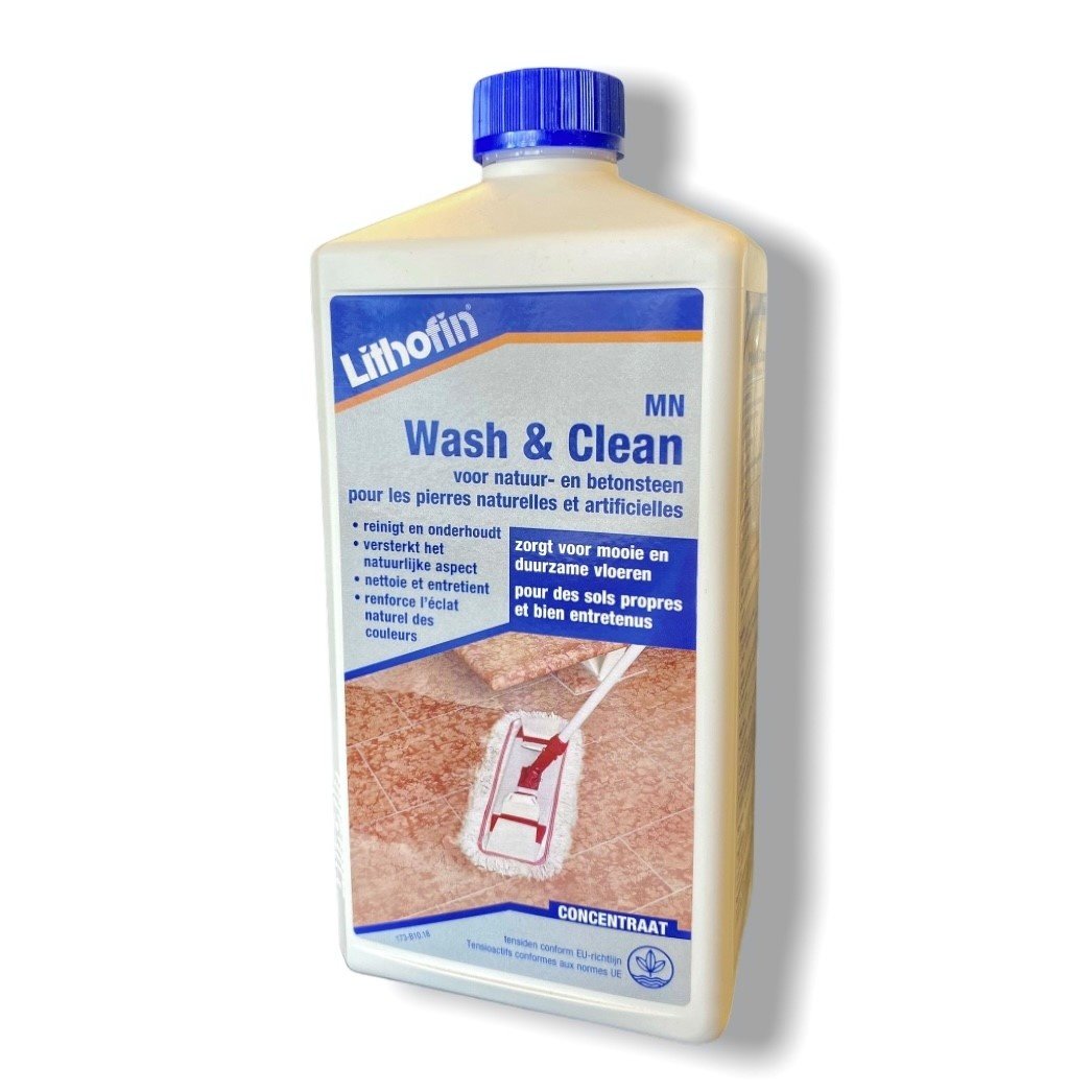 Lithofin Wash & Clean, dagelijks onderhoudsmiddel a 1 liter. Voor natuursteen, terrazzo, cementtegels