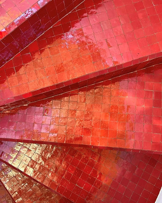 De Tegel BV Zellige Alhambra nr 38 Rouge Coral 10x10 cm, afname per doos van 1 m²