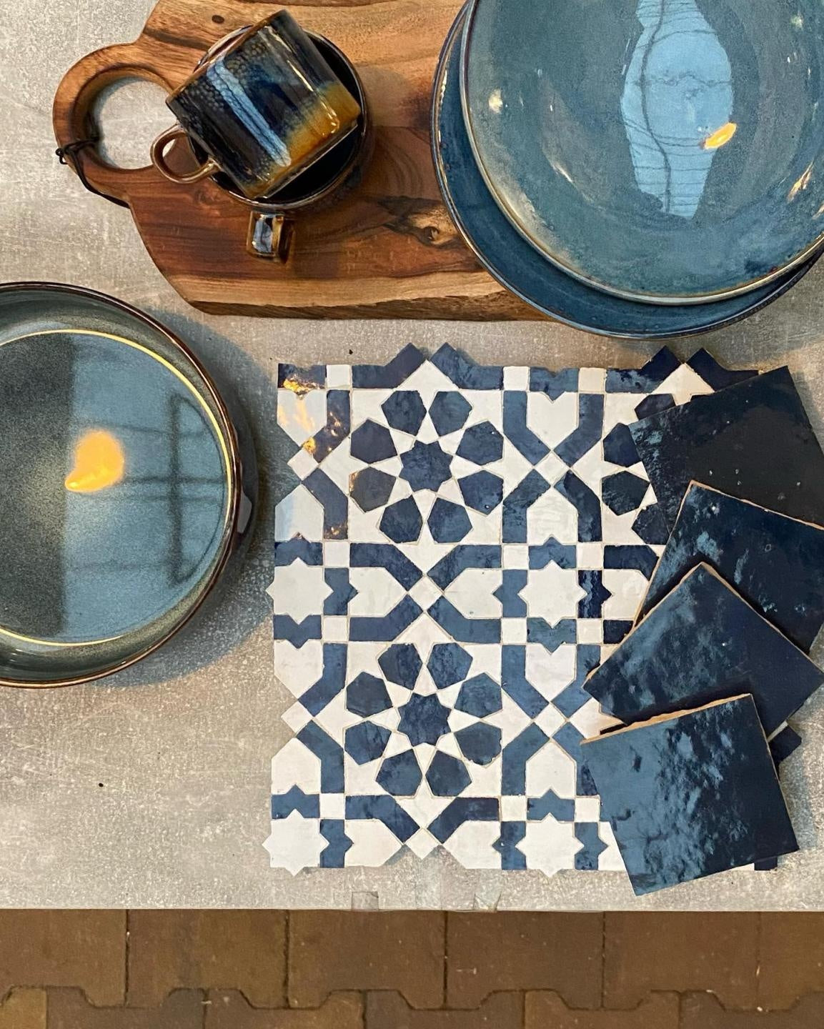 De Tegel BV Zellige Alhambra nr 51 Blue de Nuit 10x10 cm, afname per doos van 1 m²