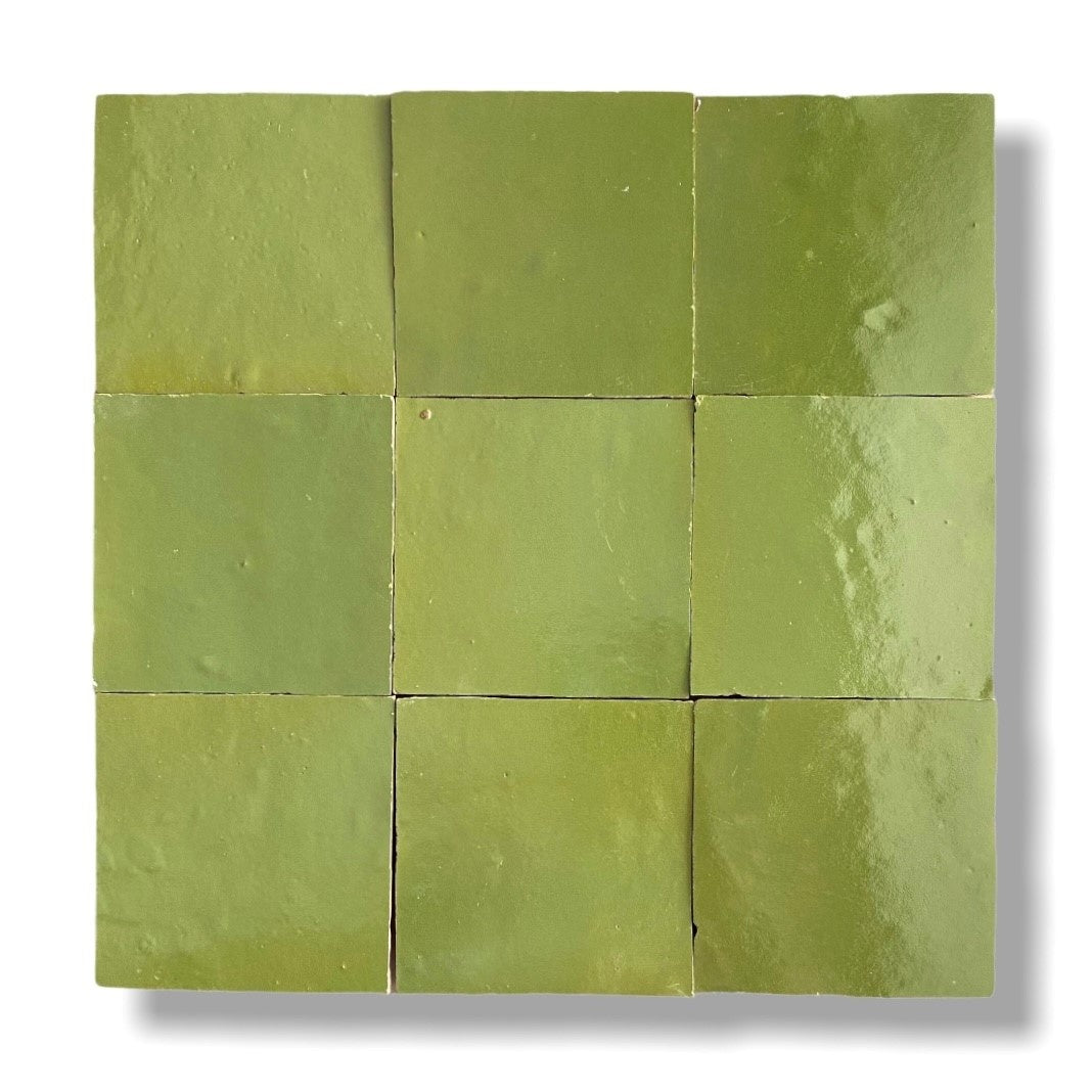 De Tegel BV Zellige Alhambra nr 07 Vert Olive 10x10 cm, afname per doos van 1 m²