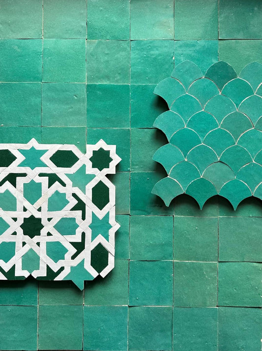 De Tegel BV Zellige Alhambra nr 17 Vert Ocean 10x10 cm, afname per doos van 1 m²