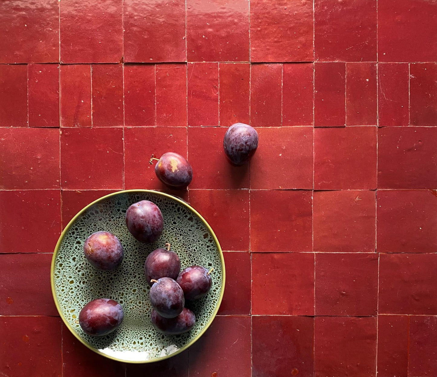 De Tegel BV Zellige Alhambra nr 04 Rouge Medaillon 10x10 cm, afname per doos van 1 m²