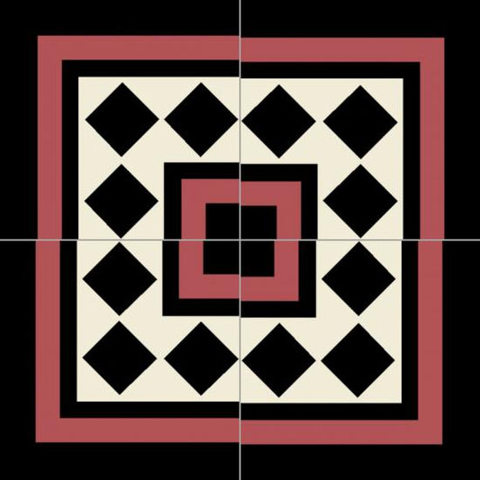 Cementtegel Patroon Warwick Corner 14x14x1.6 cm