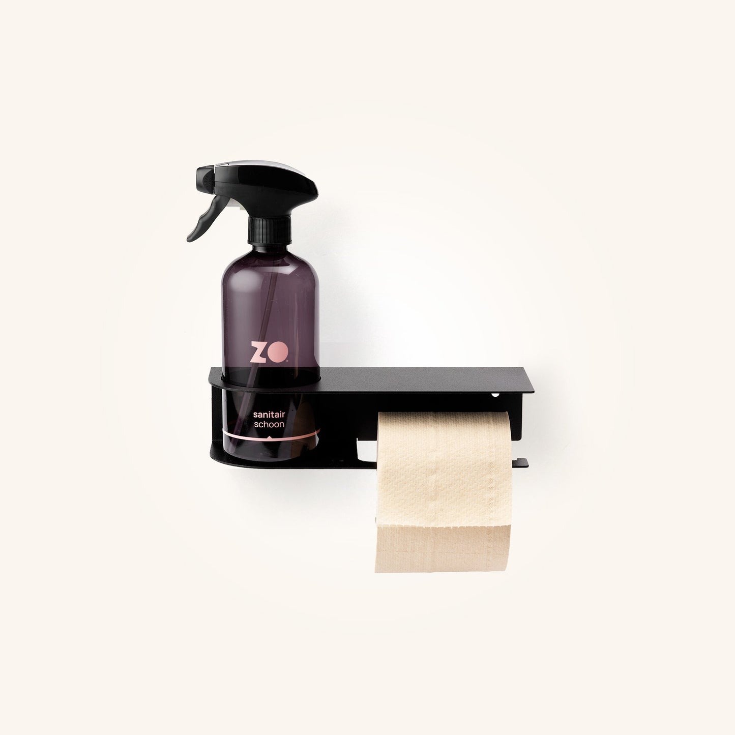 Zo. toiletrolhouder rechts voor je sprayer.