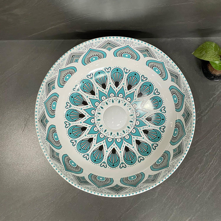 Waskom Sky – Keramiek Turquoise/Grijs Ø39 cm