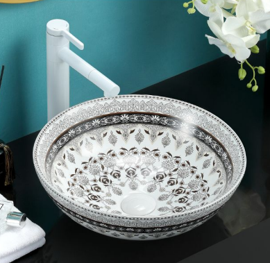 Waskom Armory – Keramiek Zwart/Wit Ø39 cm