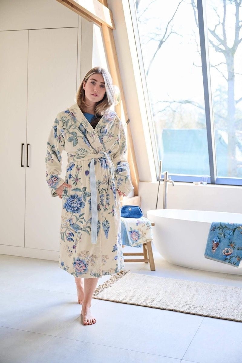 Pip Studio Secret Garden badjas wit/blauw