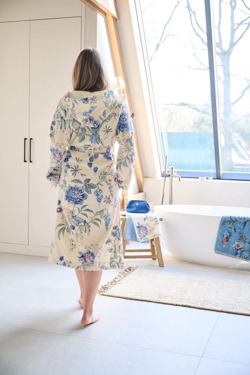 Pip Studio Secret Garden badjas wit/blauw