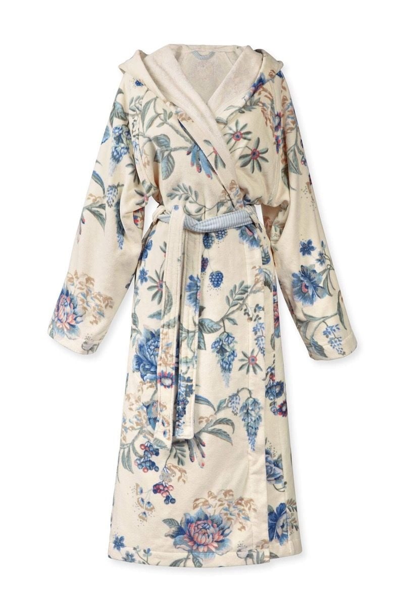 Pip Studio Secret Garden badjas wit/blauw