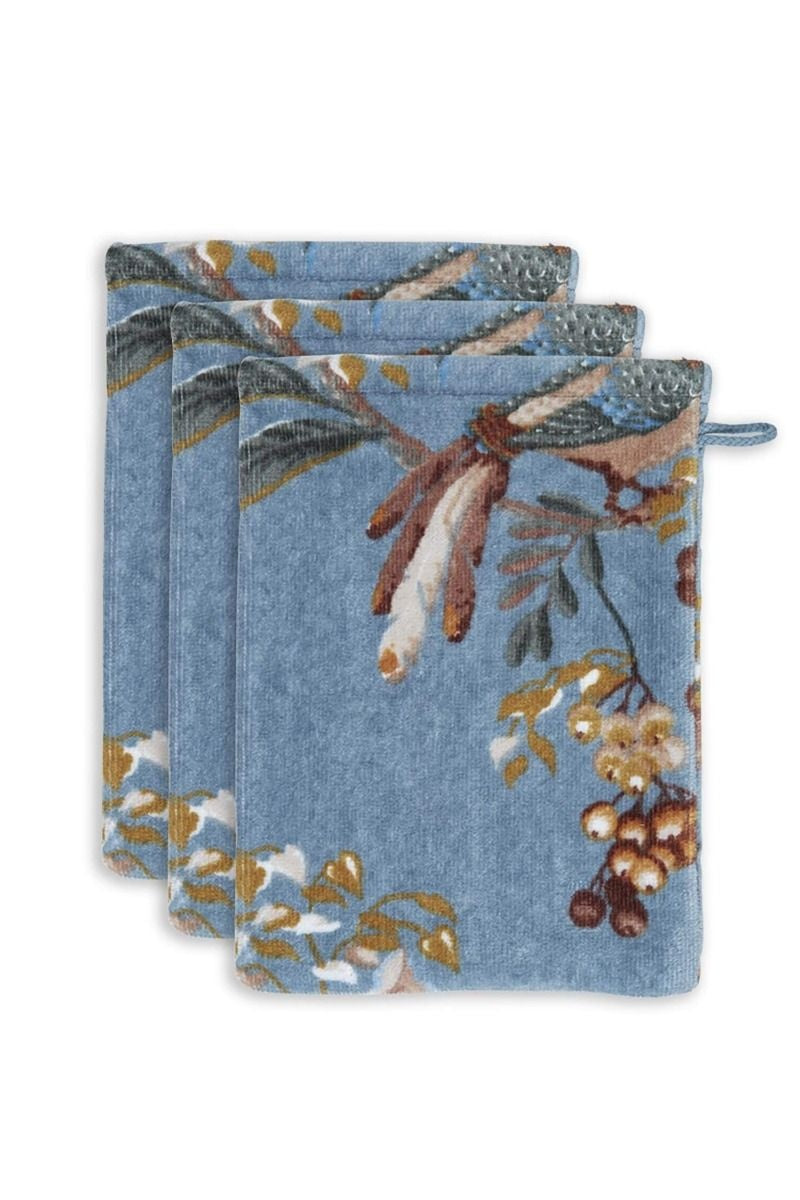 Pip Studio Secret Garden washandje 16x22 cm set van 3