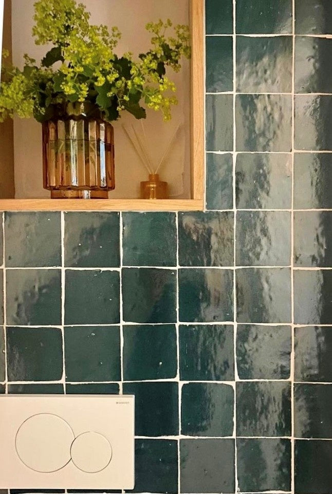 De Tegel BV Zellige Alhambra nr 36 Vert Bouteille 10x10 cm, afname per doos van 1 m²