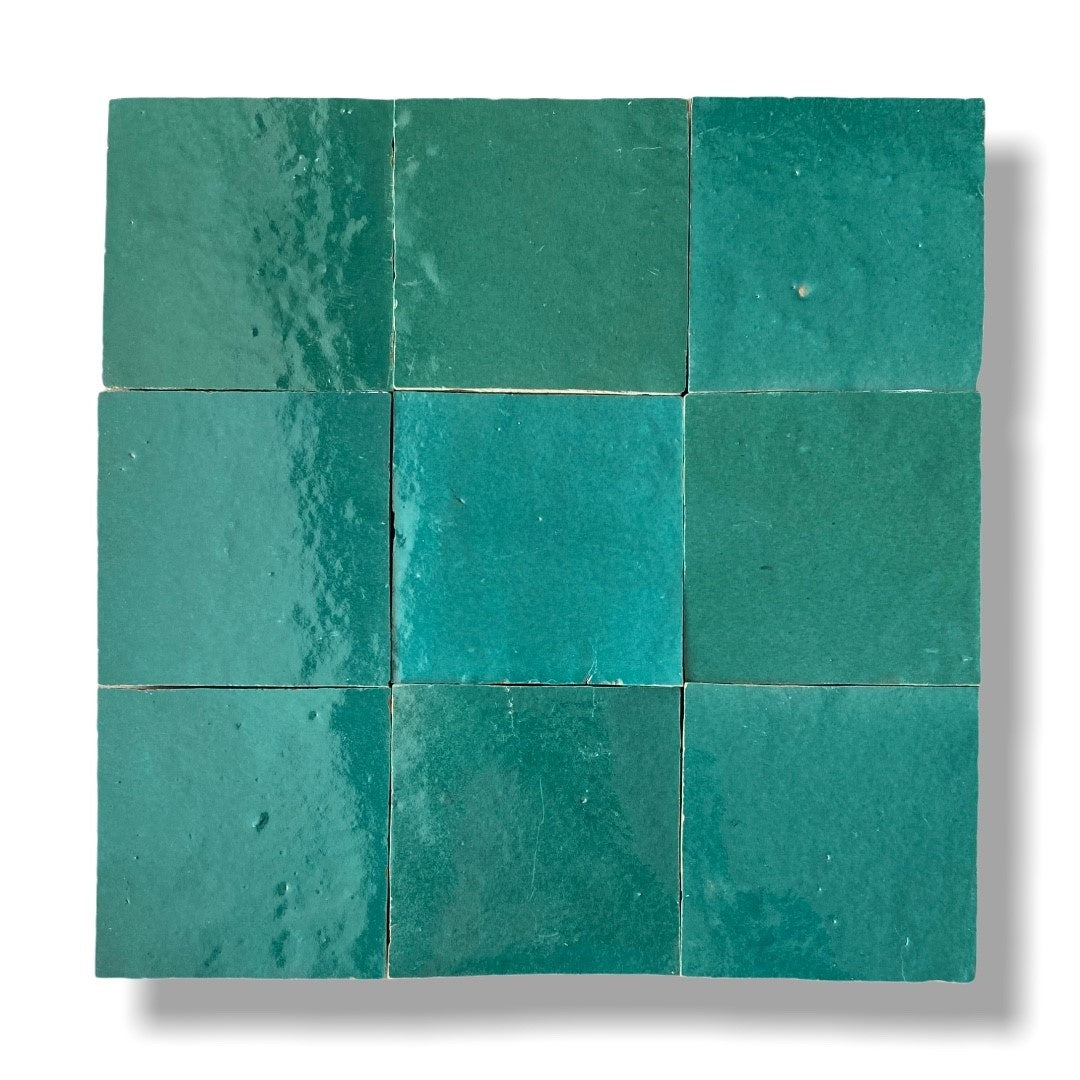 De Tegel BV Zellige Alhambra nr 17 Vert Ocean 10x10 cm, afname per doos van 1 m²