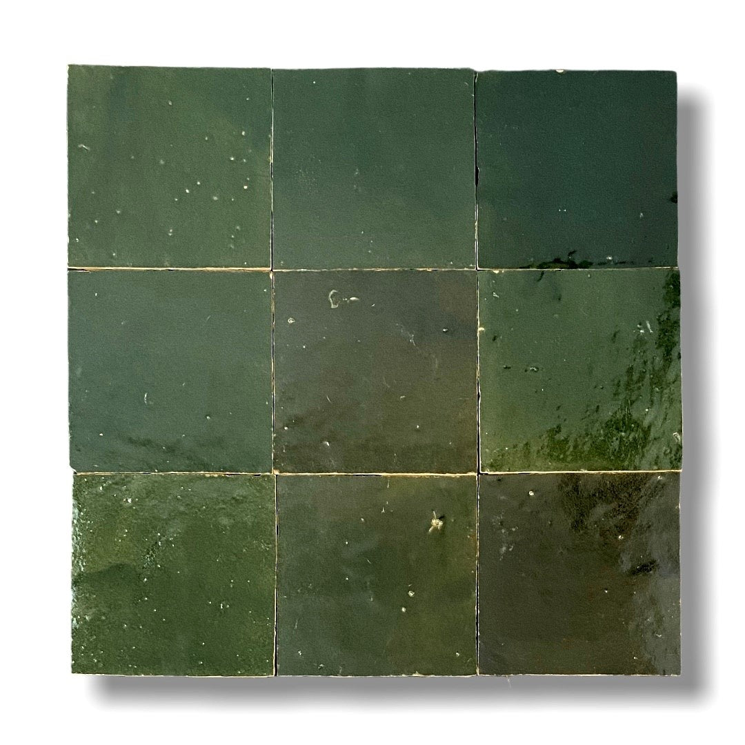 De Tegel BV Zellige Alhambra nr 36 Vert Bouteille 10x10 cm, afname per doos van 1 m²