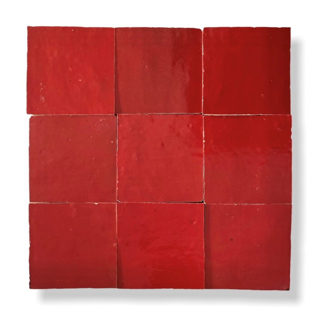 De Tegel BV Zellige Alhambra nr 38 Rouge Coral 10x10 cm, afname per doos van 1 m²