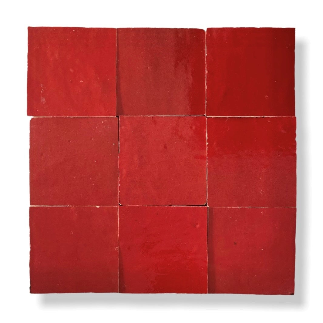 De Tegel BV Zellige Alhambra nr 38 Rouge Coral 10x10 cm, afname per doos van 1 m²
