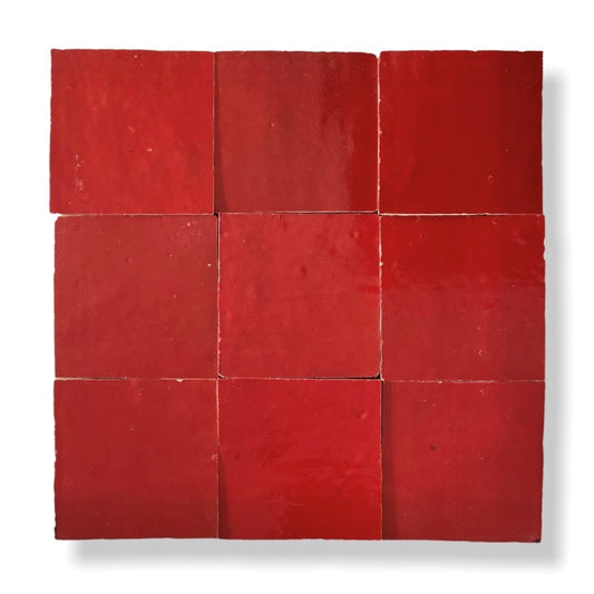 De Tegel BV Zellige Alhambra nr 38 Rouge Coral 10x10 cm, afname per doos van 1 m²
