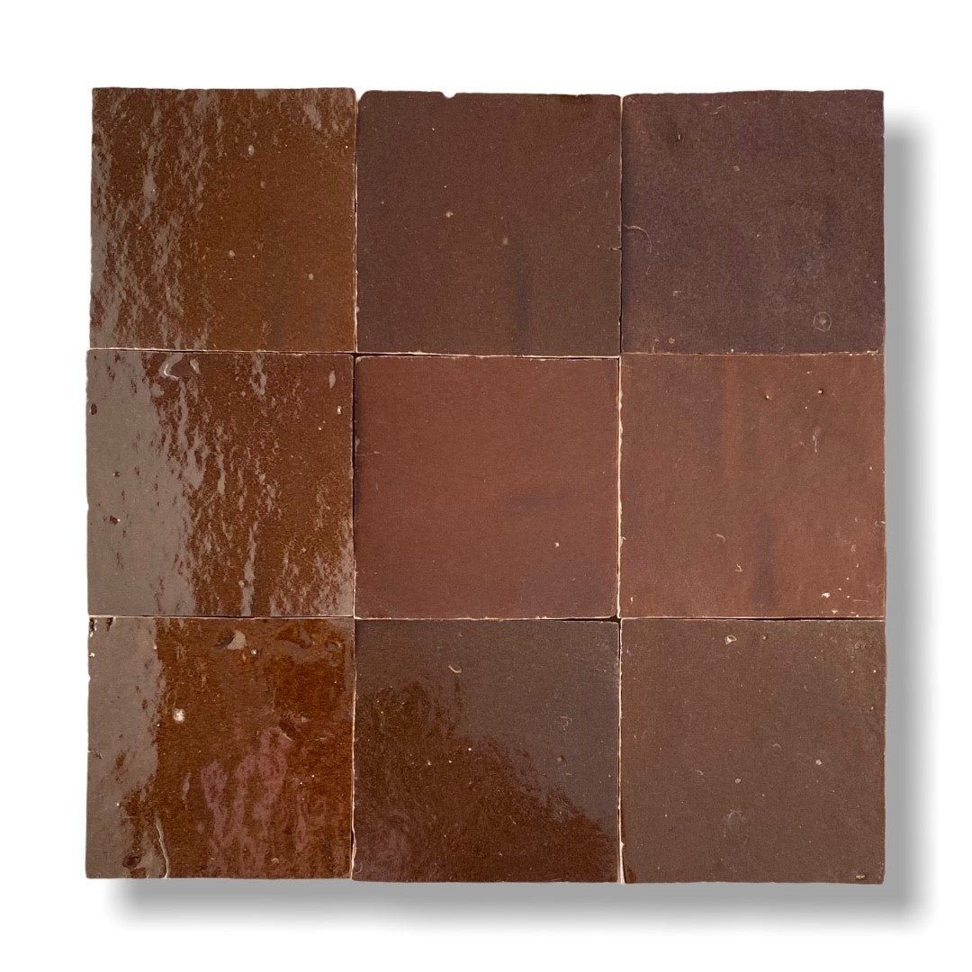 De Tegel BV Zellige Alhambra nr 11 Noisette 10x10 cm, afname per doos van 1 m²