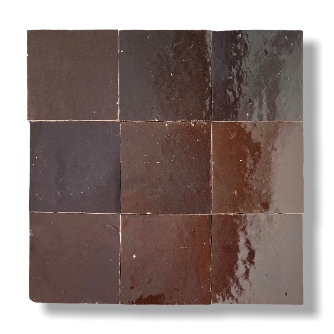 De Tegel BV Zellige Alhambra nr 34 Chocolat 10x10 cm, afname per doos van 1 m²