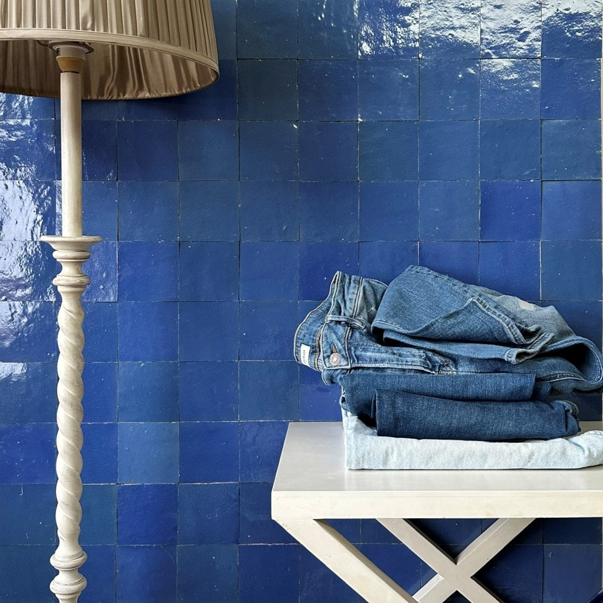 De Tegel BV Zellige Alhambra nr 16 Bleu Holandaise 10x10 cm, afname per doos van 1 m²