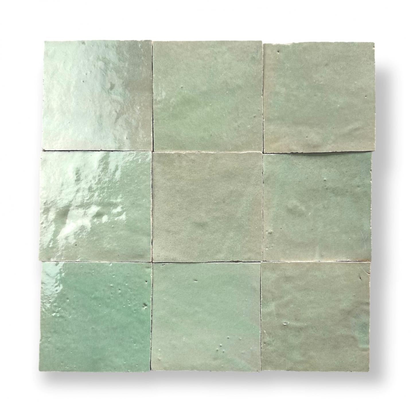 De Tegel BV Zellige Alhambra nr 15 Vert Clair 10x10 cm, afname per doos van 1 m²