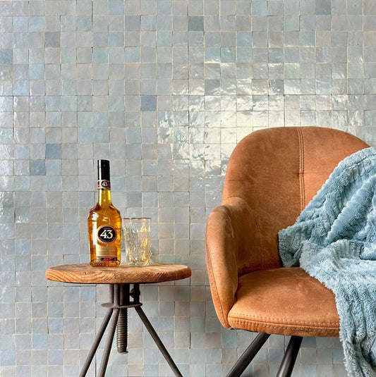 De Tegel BV Zellige Alhambra nr 23 Blue Ciel 10x10 cm, afname per doos van 1 m²