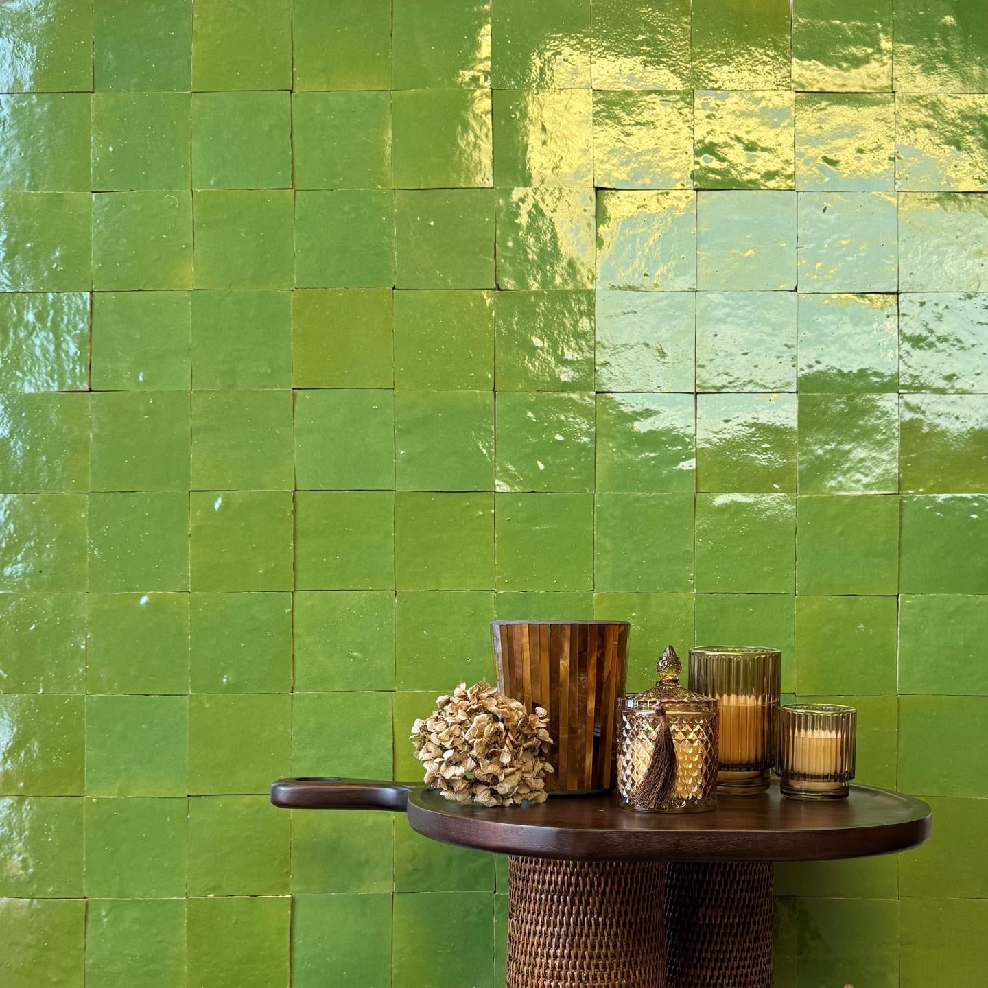 De Tegel BV Zellige Alhambra nr 14 Vert Printemps 10x10 cm, afname per doos van 1 m²