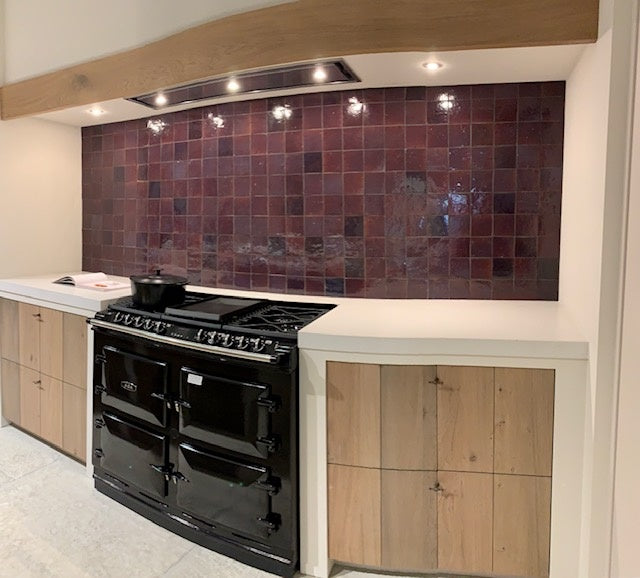 De Tegel BV Zellige Alhambra nr 28 Aubergine 10x10 cm, afname per doos van 1 m²