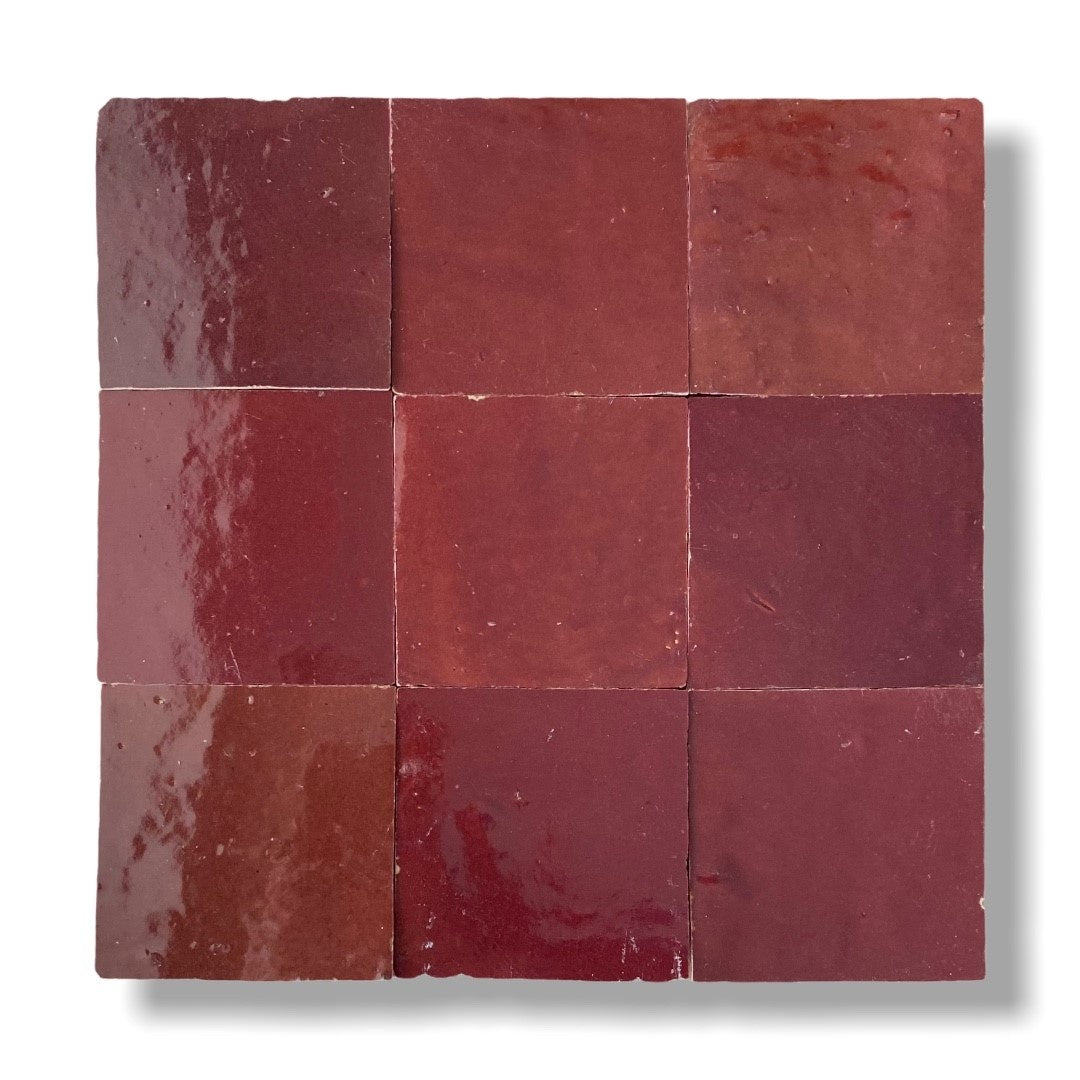 De Tegel BV Zellige Alhambra nr 04 Rouge Medaillon 10x10 cm, afname per doos van 1 m²