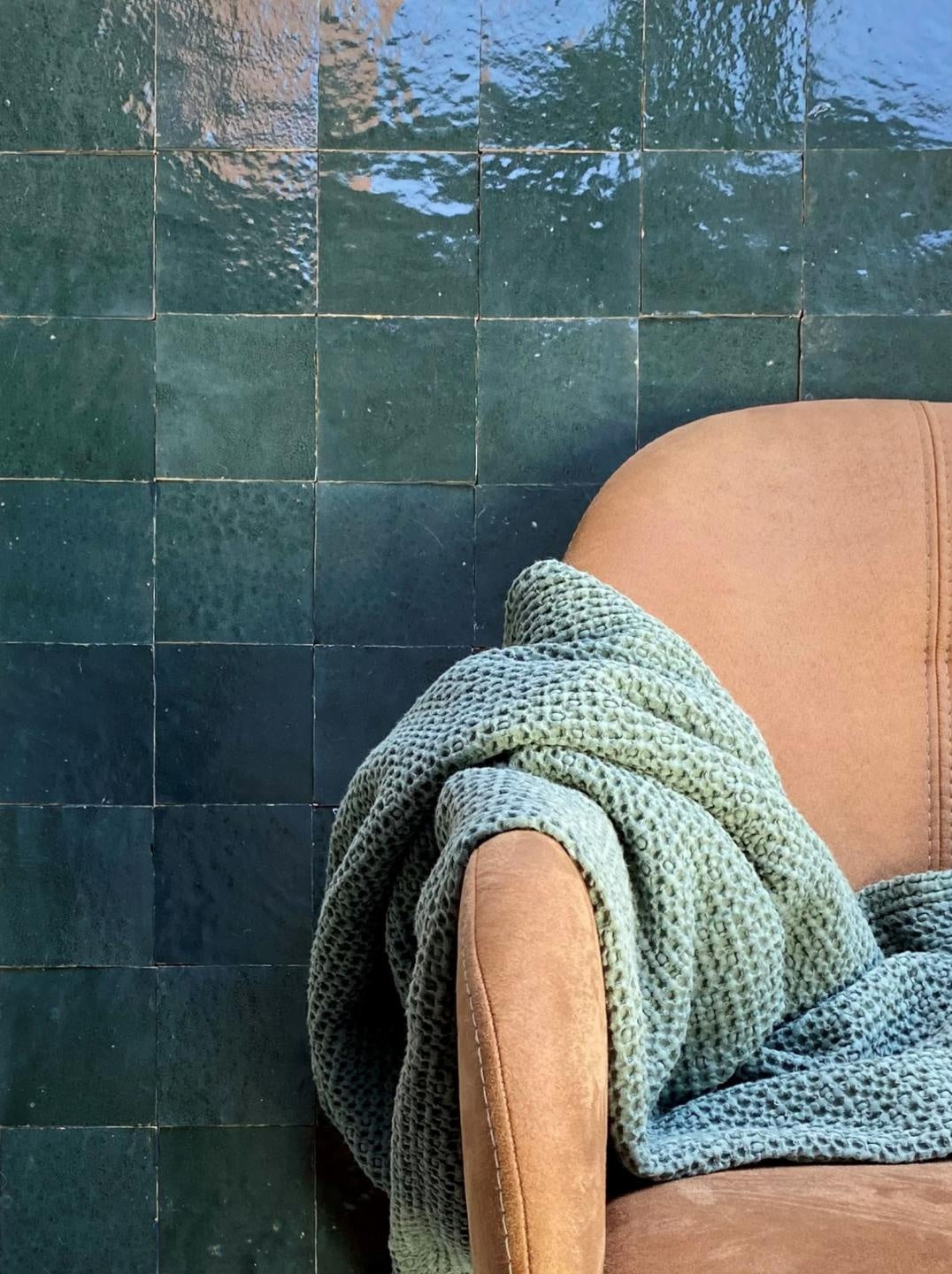 De Tegel BV Zellige Alhambra nr 19 Petrol 10x10 cm, afname per doos van 1 m²