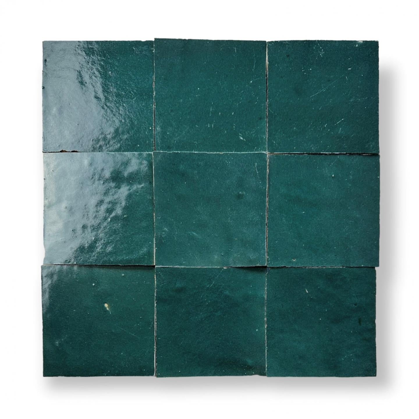 De Tegel BV Zellige Alhambra nr 19 Petrol 10x10 cm, afname per doos van 1 m²