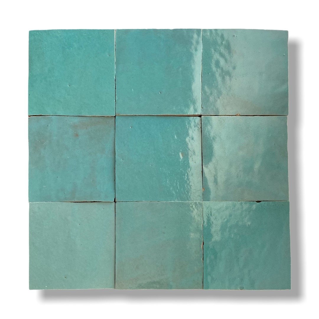 De Tegel BV Zellige Alhambra nr 44 Turquoise 10x10 cm, afname per doos van 1 m²