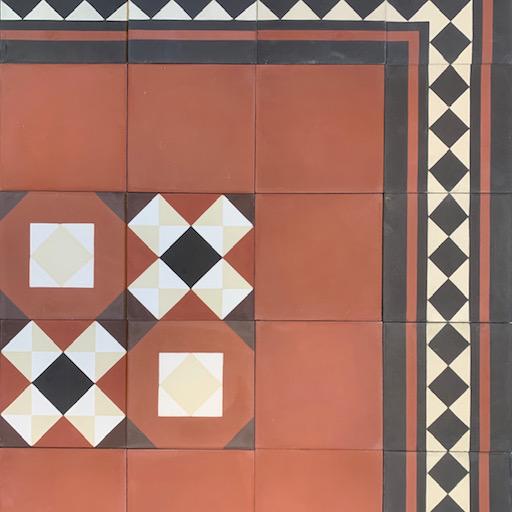 Cementtegel Patroon Warwick Corner 14x14x1.6 cm