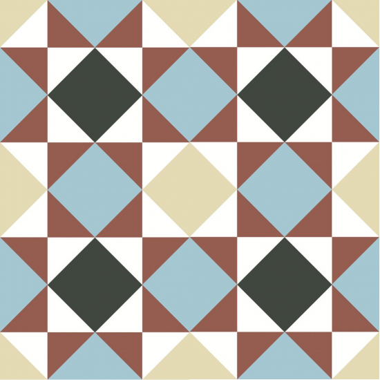 Cementtegel Patroon Victorian Westminster Blue 2 14x14x1.6 cm 0,24 m²