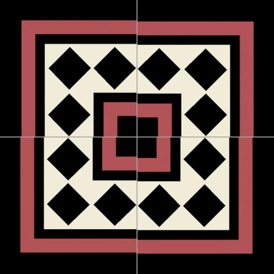 Cementtegel Patroon Warwick Corner 14x14x1.6 cm